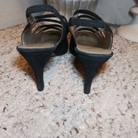Vintage Black Suede Victorian Steampunk/Witchcore Style Slingback Strappy Pump - Picture 6 of 11